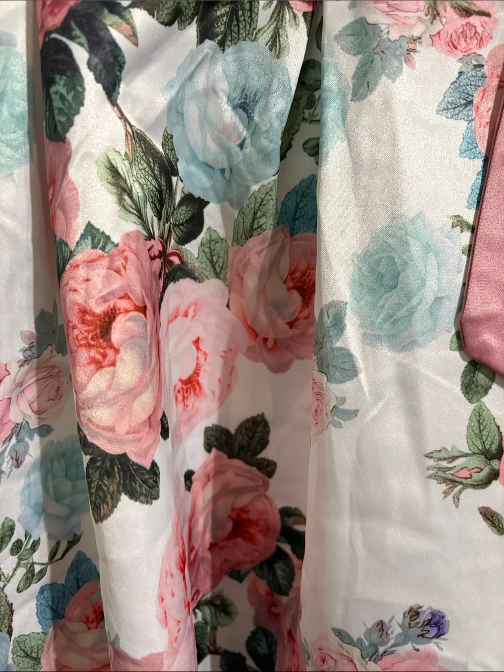 Source Unknown White Floral Dress with Pink and Blue Accents